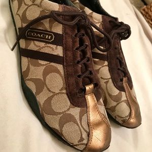 COACH KATE SIG BROWN/GOLD LACE UP SNEAKERS
